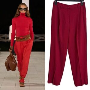 Lauren Ralph Lauren Quiet Luxury Rich Red Wool Blend Trouser Dress Pants Size 8